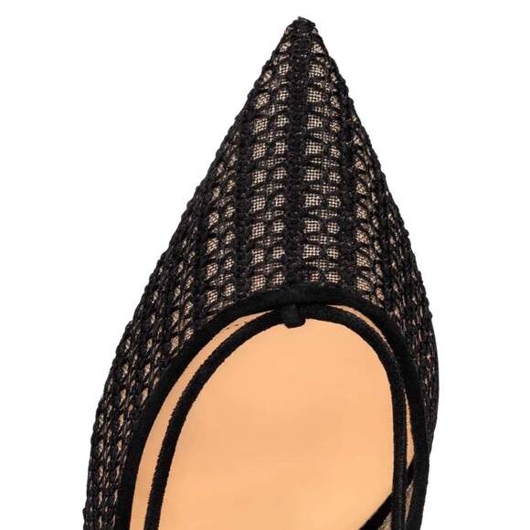 Christian Louboutin Peropik 100 Black Suede Lace Up Tie Sandal Heel Pump 38 - Picture 6 of 12